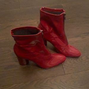 Red Zara red vinyl platform heels